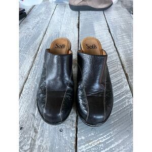 Sofft 7.5M Black Leather Mules